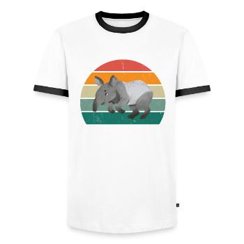 tapire tapirre elefanten elefant rüssel tapir - Männer Kontrast-T-Shirt - Weiß/Schwarz - Vorne - AI Model Female 172 light (172cm) & AI Model Male 178 dark (178cm)