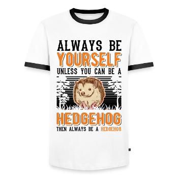 Always be yourself Hedgehog Igel - Men's Ringer Shirt - white/black - Front - AI Model Female 172 light (172cm) & AI Model Male 178 dark (178cm)