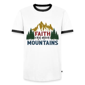 Der Glaube versetzt Berge - wandern - Männer Kontrast-T-Shirt - Weiß/Schwarz - Vorne - AI Model Female 172 light (172cm) & AI Model Male 178 dark (178cm)