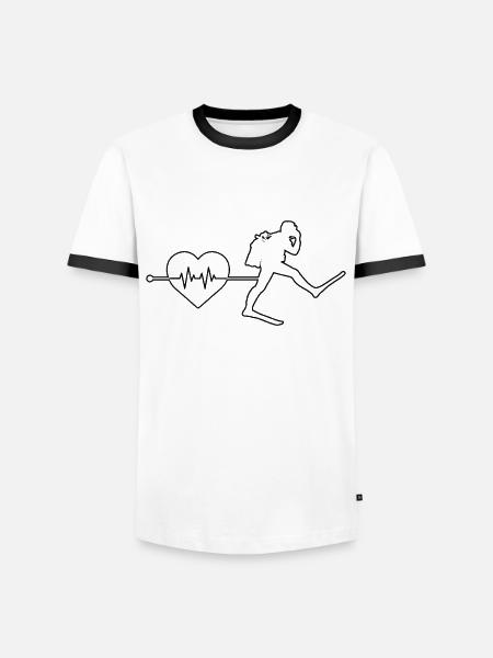 Diving heartbeat - Men's Ringer Shirt - white/black