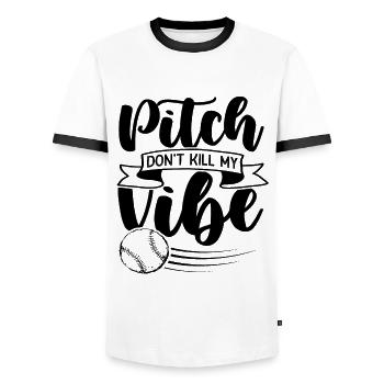 Ambiance baseball - T-shirt contrasté Homme - blanc/noir - Devant - AI Model Female 172 light (172cm) & AI Model Male 178 dark (178cm)