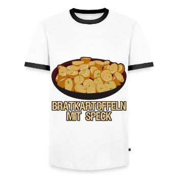 Bratkartoffeln Kartoffeln - Männer Kontrast-T-Shirt - Weiß/Schwarz - Vorne - AI Model Female 172 light (172cm) & AI Model Male 178 dark (178cm)