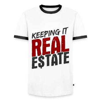 Immobilien-Händler Für Immobilien-Makler - Männer Kontrast-T-Shirt - Weiß/Schwarz - Vorne - AI Model Female 172 light (172cm) & AI Model Male 178 dark (178cm)