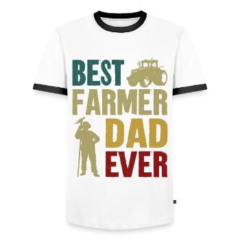 Farming Farmer Dad Father Vintage - Männer Kontrast-T-Shirt - Weiß/Schwarz - Vorne - AI Model Female 172 light (172cm) & AI Model Male 178 dark (178cm)