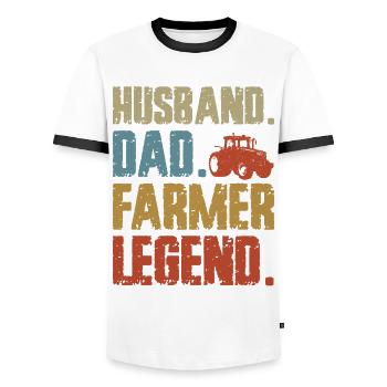 Farming Farmer Dad Father Vintage - Men's Ringer Shirt - white/black - Front - AI Model Female 172 light (172cm) & AI Model Male 178 dark (178cm)