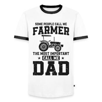 Farming Farmer Dad Father Vintage - Men's Ringer Shirt - white/black - Front - AI Model Female 172 light (172cm) & AI Model Male 178 dark (178cm)