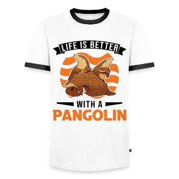 Das Leben ist besser mit einem Pangolin - Männer Kontrast-T-Shirt - Weiß/Schwarz - Vorne - AI Model Female 172 light (172cm) & AI Model Male 178 dark (178cm)