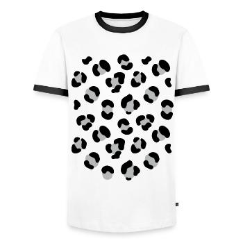 Leopard Costume Disguise - Men's Ringer Shirt - white/black - Front - AI Model Female 172 light (172cm) & AI Model Male 178 dark (178cm)