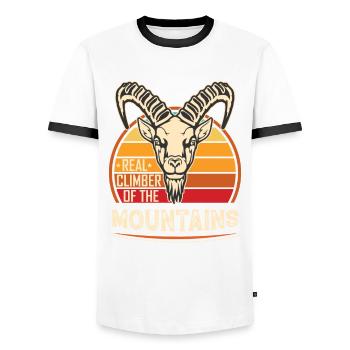 Capricorn Climber Goat Mountains - Men's Ringer Shirt - white/black - Front - AI Model Female 172 light (172cm) & AI Model Male 178 dark (178cm)