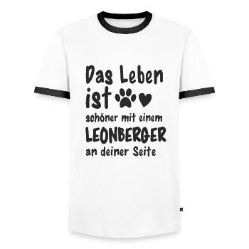 Leonberger Hund Hundehalter Lustiges Hunde - Männer Kontrast-T-Shirt - Weiß/Schwarz - Vorne - AI Model Female 172 light (172cm) & AI Model Male 178 dark (178cm)