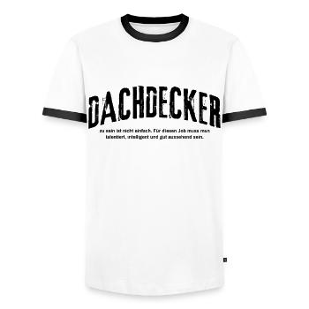 Dachdecker zu sein ist nicht einfach Lustiges - Männer Kontrast-T-Shirt - Weiß/Schwarz - Vorne - AI Model Female 172 light (172cm) & AI Model Male 178 dark (178cm)