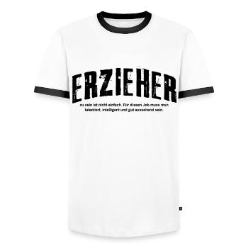 Erzieher Humor Pädagoge Lustiges Kindergärtner - Männer Kontrast-T-Shirt - Weiß/Schwarz - Vorne - AI Model Female 172 light (172cm) & AI Model Male 178 dark (178cm)