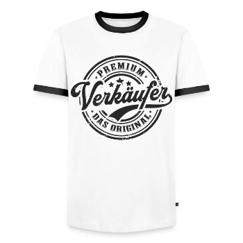 Verkäufer Original Lustiges Verkäuferin - Männer Kontrast-T-Shirt - Weiß/Schwarz - Vorne - AI Model Female 172 light (172cm) & AI Model Male 178 dark (178cm)