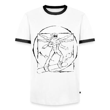 Cool snowboarder winter snow mountains snowboard - Men's Ringer Shirt - white/black - Front - AI Model Female 172 light (172cm) & AI Model Male 178 dark (178cm)