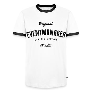 Eventmanager Limited Edition Event Manager - Männer Kontrast-T-Shirt - Weiß/Schwarz - Vorne - AI Model Female 172 light (172cm) & AI Model Male 178 dark (178cm)