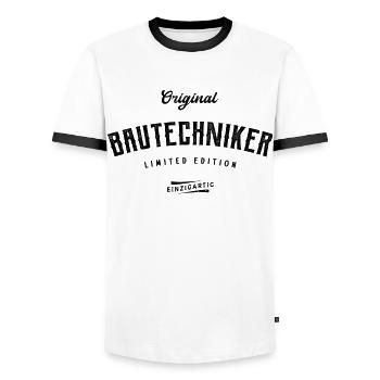 Bautechniker Limited Edition Bautechnik - Männer Kontrast-T-Shirt - Weiß/Schwarz - Vorne - AI Model Female 172 light (172cm) & AI Model Male 178 dark (178cm)