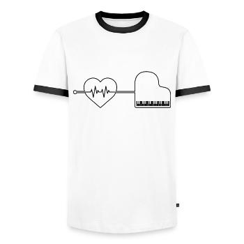 Piano Piano Heartbeat - Men's Ringer Shirt - white/black - Front - AI Model Female 172 light (172cm) & AI Model Male 178 dark (178cm)