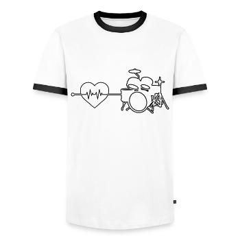 Drums Heartbeat - Men's Ringer Shirt - white/black - Front - AI Model Female 172 light (172cm) & AI Model Male 178 dark (178cm)