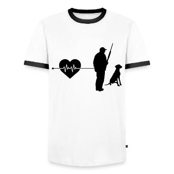 Battement de cœur de chasse - T-shirt contrasté Homme - blanc/noir - Devant - AI Model Female 172 light (172cm) & AI Model Male 178 dark (178cm)