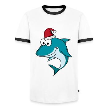 Hai Comic Weihnachten - Männer Kontrast-T-Shirt - Weiß/Schwarz - Vorne - AI Model Female 172 light (172cm) & AI Model Male 178 dark (178cm)