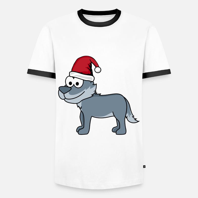 Wolf Comic Christmas - Men's Ringer Shirt - white/black