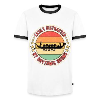 Drachenbootrennen Drachenboot Rhythmic Drums - Männer Kontrast-T-Shirt - Weiß/Schwarz - Vorne - AI Model Female 172 light (172cm) & AI Model Male 178 dark (178cm)