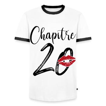 Chapitre 20 Ans Anniversaire Humour Cadeau - T-shirt contrasté Homme - blanc/noir - Devant - AI Model Female 172 light (172cm) & AI Model Male 178 dark (178cm)