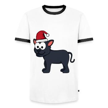 Panther Comic Christmas - T-shirt contrasté Homme - blanc/noir - Devant - AI Model Female 172 light (172cm) & AI Model Male 178 dark (178cm)