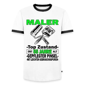 Maler Top Zustand - 55. Geburtstag - Männer Kontrast-T-Shirt - Weiß/Schwarz - Vorne - AI Model Female 172 light (172cm) & AI Model Male 178 dark (178cm)