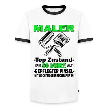 Maler Top Zustand - 50. Geburtstag - Männer Kontrast-T-Shirt - Weiß/Schwarz - Vorne - AI Model Female 172 light (172cm) & AI Model Male 178 dark (178cm)