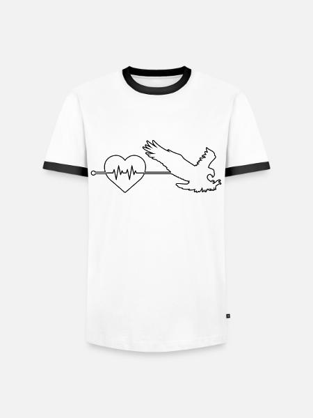 Eagle heartbeat - Men's Ringer Shirt - white/black