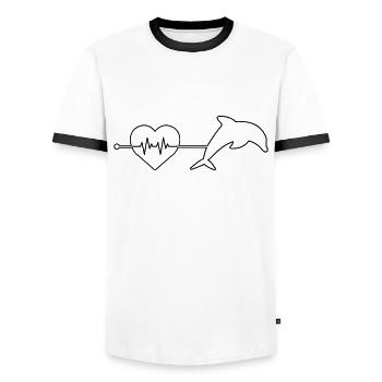Delfin Herzschlag - Männer Kontrast-T-Shirt - Weiß/Schwarz - Vorne - AI Model Female 172 light (172cm) & AI Model Male 178 dark (178cm)