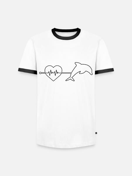 Delfin Herzschlag - Männer Kontrast-T-Shirt - Weiß/Schwarz