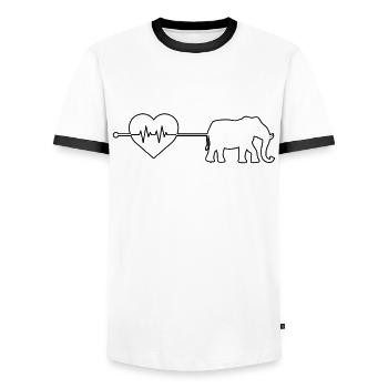 Elefant Herzschlag - Männer Kontrast-T-Shirt - Weiß/Schwarz - Vorne - AI Model Female 172 light (172cm) & AI Model Male 178 dark (178cm)