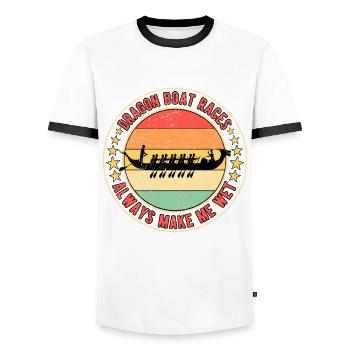 Drachenbootrennen Drachenboot Courses de bateaux-dragons - T-shirt contrasté Homme - blanc/noir - Devant - AI Model Female 172 light (172cm) & AI Model Male 178 dark (178cm)