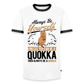 Soyez toujours vous-même Sauf si vous pouvez être un Quokka - T-shirt contrasté Homme - blanc/noir - Devant - AI Model Female 172 light (172cm) & AI Model Male 178 dark (178cm)