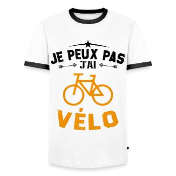 Je Peux Pas J'ai Vélo Cadeau Cycliste - T-shirt contrasté Homme - blanc/noir - Devant - AI Model Female 172 light (172cm) & AI Model Male 178 dark (178cm)