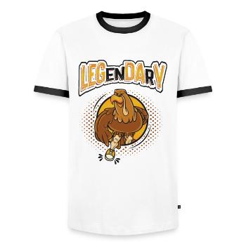 Fitnessstudio Bodybuilding Bein Tag - Männer Kontrast-T-Shirt - Weiß/Schwarz - Vorne - AI Model Female 172 light (172cm) & AI Model Male 178 dark (178cm)