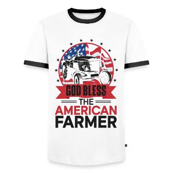 Farming Farmer Us Drapeau américain - T-shirt contrasté Homme - blanc/noir - Devant - AI Model Female 172 light (172cm) & AI Model Male 178 dark (178cm)