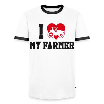 Farming Farmer Wife Girl - Männer Kontrast-T-Shirt - Weiß/Schwarz - Vorne - AI Model Female 172 light (172cm) & AI Model Male 178 dark (178cm)