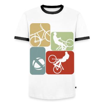 Radball Retro Radballer - Männer Kontrast-T-Shirt - Weiß/Schwarz - Vorne - AI Model Female 172 light (172cm) & AI Model Male 178 dark (178cm)