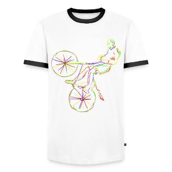 Radball Rad Radballer - Männer Kontrast-T-Shirt - Weiß/Schwarz - Vorne - AI Model Female 172 light (172cm) & AI Model Male 178 dark (178cm)