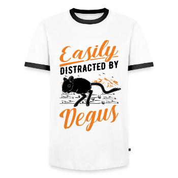 Easily distracted by Degus - Men's Ringer Shirt - white/black - Front - AI Model Female 172 light (172cm) & AI Model Male 178 dark (178cm)