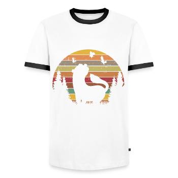 Ferret Retro Weasel Vintage - T-shirt contrasté Homme - blanc/noir - Devant - AI Model Female 172 light (172cm) & AI Model Male 178 dark (178cm)