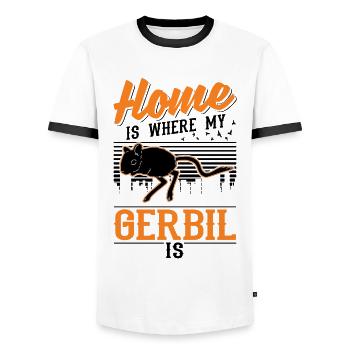 Home is where my Gerbil is Gerbil Gerbil - Men's Ringer Shirt - white/black - Front - AI Model Female 172 light (172cm) & AI Model Male 178 dark (178cm)