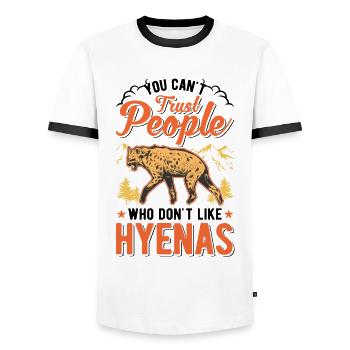 Hyäne Geschenk Erdwolf Hyena - Männer Kontrast-T-Shirt - Weiß/Schwarz - Vorne - AI Model Female 172 light (172cm) & AI Model Male 178 dark (178cm)