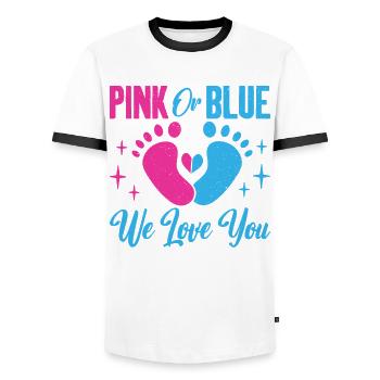 Pink Oder Blau We Love You Baby Gender Reveal - Männer Kontrast-T-Shirt - Weiß/Schwarz - Vorne - AI Model Female 172 light (172cm) & AI Model Male 178 dark (178cm)