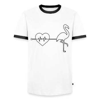 Flamingo heartbeat - Men's Ringer Shirt - white/black - Front - AI Model Female 172 light (172cm) & AI Model Male 178 dark (178cm)