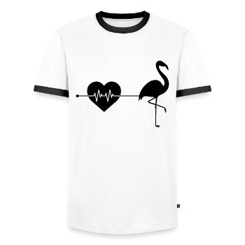 Flamingo heartbeat - Men's Ringer Shirt - white/black - Front - AI Model Female 172 light (172cm) & AI Model Male 178 dark (178cm)