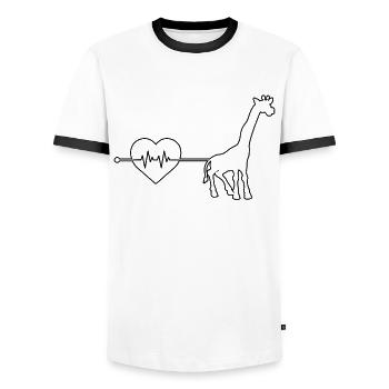 Giraffe Herzschlag - Männer Kontrast-T-Shirt - Weiß/Schwarz - Vorne - AI Model Female 172 light (172cm) & AI Model Male 178 dark (178cm)